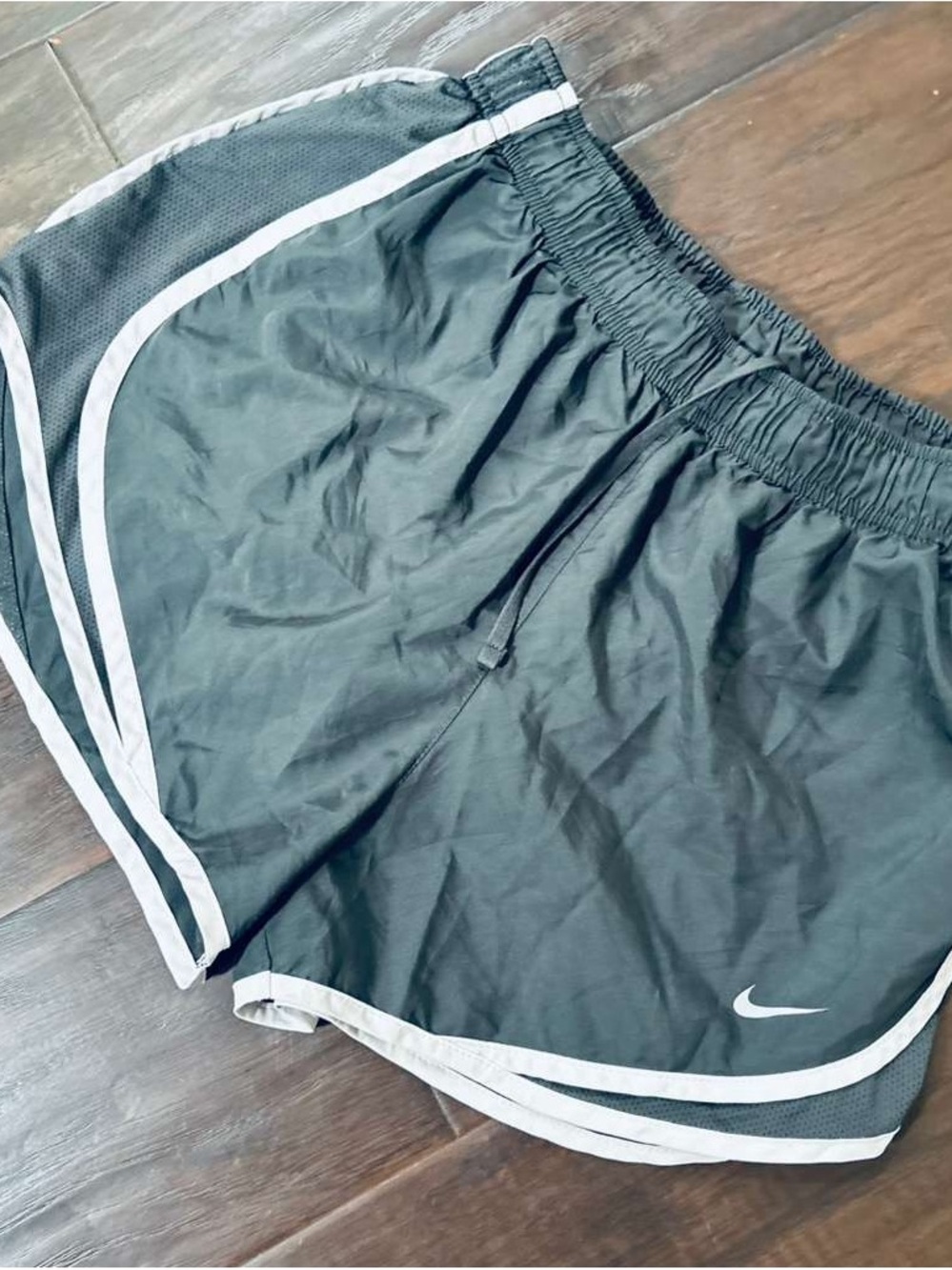 Nike Women's Gray Athletic Shorts with White Trim Size M